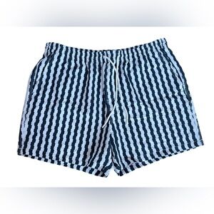 Todd Snyder Zipper Stripe Montauk Swim Shorts Navy NWT Size XXL